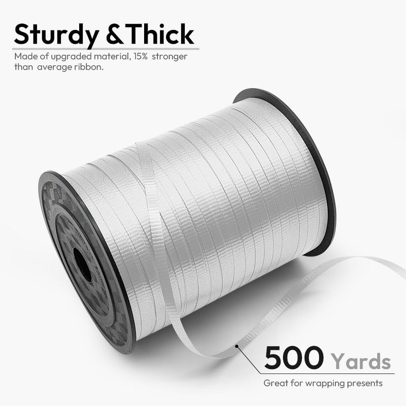 HimBen 500 Yards Curling Ribbon for Gift Wrapping, 3/16" Balloon String for Christmas Valentine Birthday Wedding Party Festival Decoration, Crafts, Flower Bouquet(Crimped Silver) - Image 2